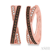 1/3 ctw White and Champagne Brown Single Cut Diamond Earrings in 10K Rose Gold